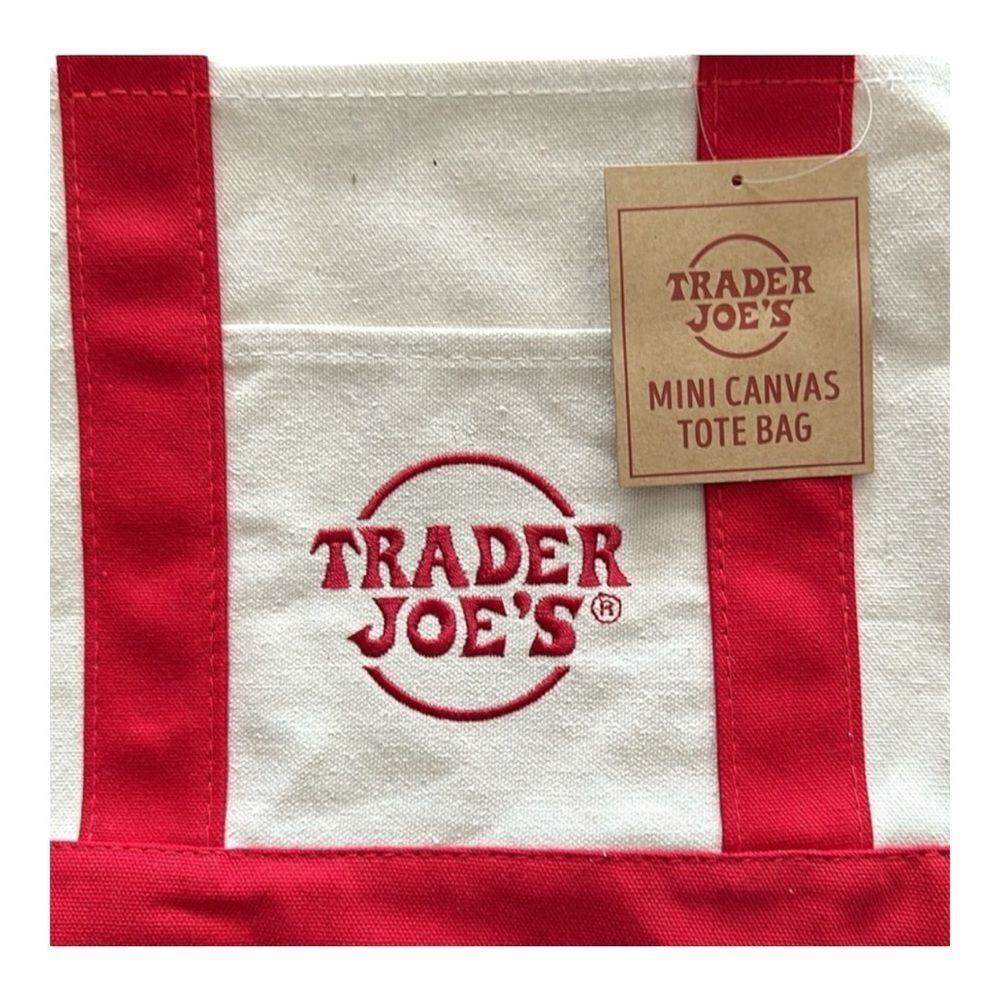 Trader Joe’s Red Mini Canvas Tote Bag Limited Edi… - image 2